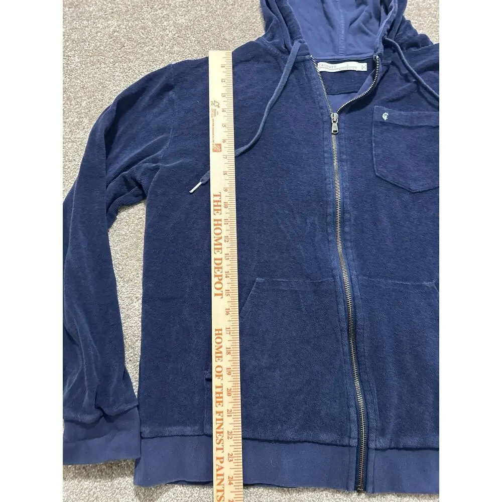 Criquet‎ Men’s Large Full Zip Terry Cloth Hoodie Sweatshirt Navy
